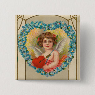 Chapa Cuadrada Tarjeta del Día de San Valentín antigua, Stecher L