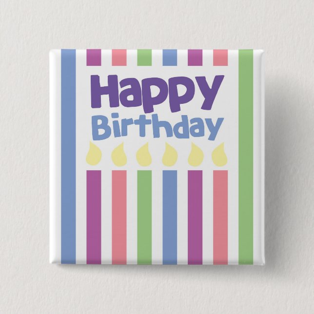 Chapa Cuadrada Tarjeta del stripey del feliz cumpleaños (Anverso)