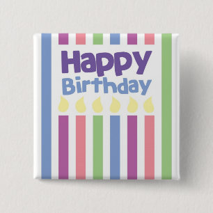 Chapa Cuadrada Tarjeta del stripey del feliz cumpleaños