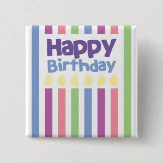 Chapa Cuadrada Tarjeta del stripey del feliz cumpleaños