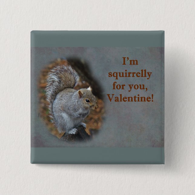 Chapa Cuadrada Tarjeta El día de San Valentín de ardilla (Anverso)