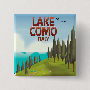 Chapa Cuadrada Tarjeta postal de viaje al Lago de Como Italia.
