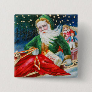 Chapa Cuadrada Tarjeta postal vintage retro de Santa Claus de Nav