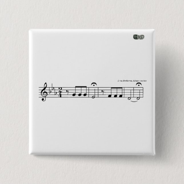 Chapa Cuadrada Tarjeta sinfónica Nº 5 de Beethoven (Anverso)
