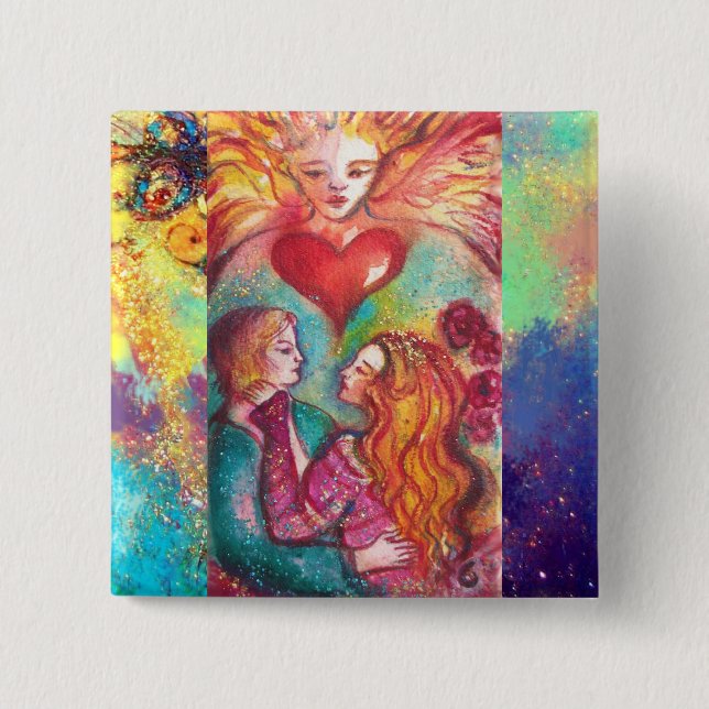 Chapa Cuadrada TAROTS LOST SHADOWS,LOVERS Valentine's Day Heart (Anverso)