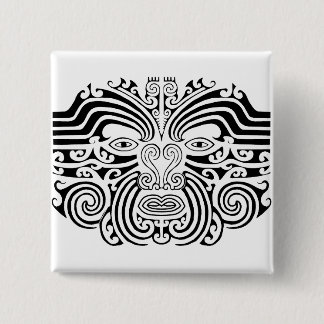 Chapa Cuadrada Tatuaje maorí - Blanco y negro