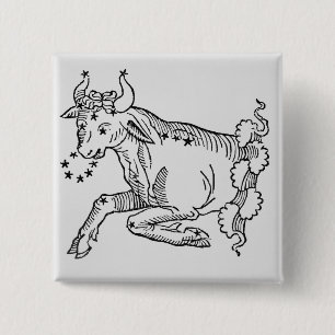 Chapa Cuadrada Tauro (Bull) un ilustracion del 'poético