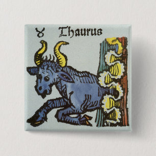 Chapa Cuadrada Tauro el toro, Rótulos vintage del zodiaco