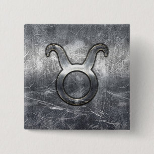 Chapa Cuadrada Taurus Zodiac Rótulo Plata Grunge Molesto Estilo