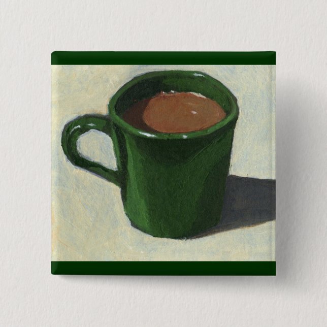CHAPA CUADRADA TAZA DE CAFÉ VERDE: PINTURA IMPRESIONISTA (Anverso)