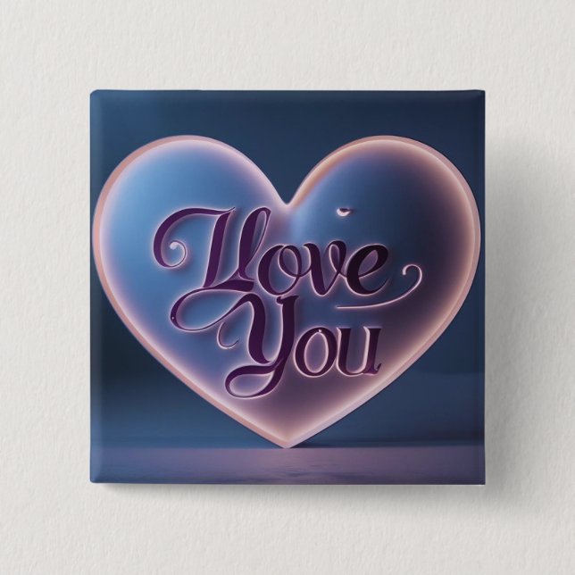 Chapa Cuadrada Te Amo Conectado En Un Corazón (Anverso)