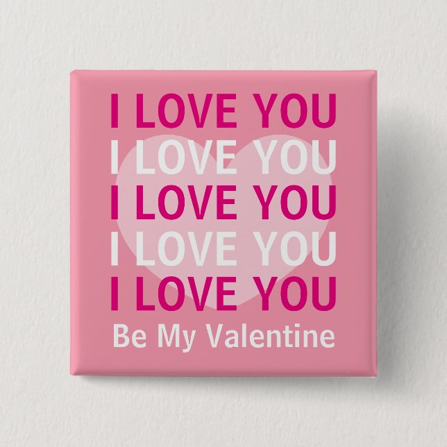 Chapa Cuadrada Te Amo San Valentín con Corazón Rosa (Anverso)