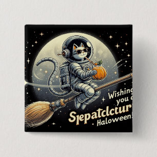 Chapa Cuadrada Té de calabaza en las estrellas: Gato de Astronaut