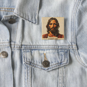 Chapa Cuadrada Te Necesito Retro Cristo