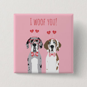 Chapa Cuadrada Te Woof Great Dane Dogs Pink Red