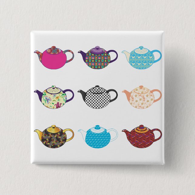 Chapa Cuadrada Tea Kettles multicolor (Anverso)