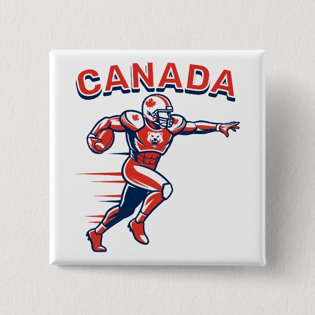 Chapa Cuadrada Team Canada Football Dynamic Patriotic Athlete Art (Anverso)