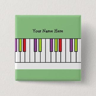 Chapa Cuadrada Teclas de piano coloridas música nombre personaliz