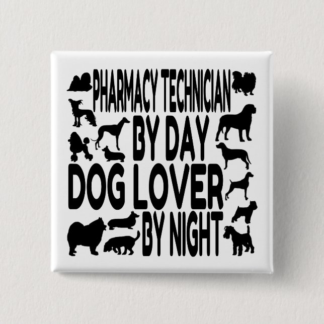 Chapa Cuadrada Técnico de Farmacia de Dog Lover (Anverso)