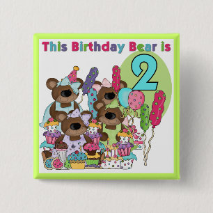 Chapa Cuadrada Teddy Bear Fiesta camisetas y regalos de cumpleaño