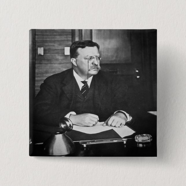 Chapa Cuadrada Teddy Roosevelt en el trabajo en 1912 (Anverso)