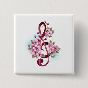 Chapa Cuadrada Tejidos musicales notas de colores con flores de S