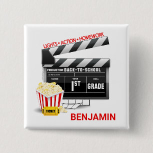 Chapa Cuadrada Tema de película personalizado primer grado
