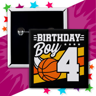 Chapa Cuadrada Tema del Fiesta de baloncesto de 4 años