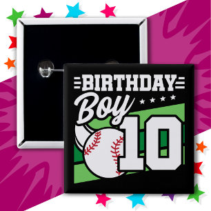 Chapa Cuadrada Tema del Fiesta de Béisbol de 10 años 10