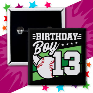 Chapa Cuadrada Tema del Fiesta de Béisbol de 13 años 13
