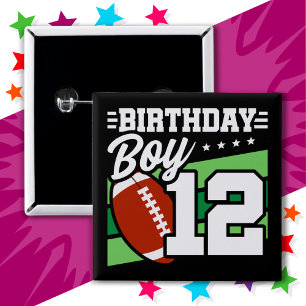Chapa Cuadrada Tema del Fiesta de fútbol de 12 años 12º cumpleaño