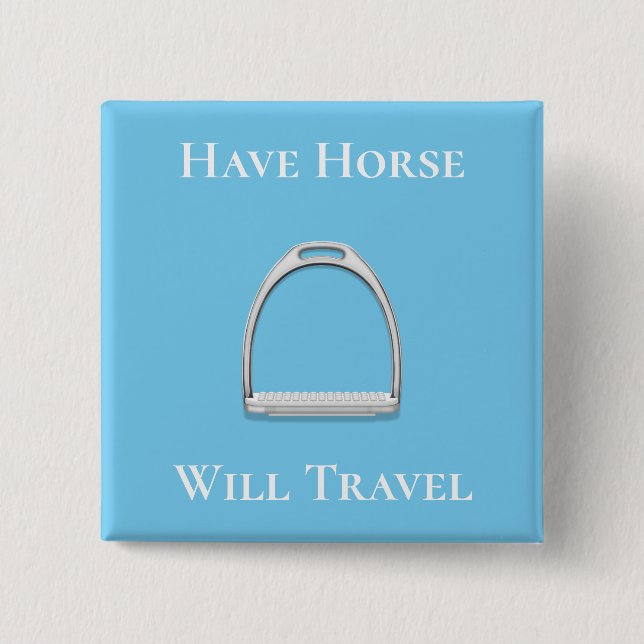 Chapa Cuadrada "Ten Horse Will Travel" Stirrup Iron Blue (Anverso)