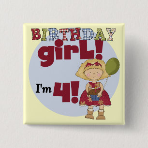 Chapa Cuadrada Tengo 4 camisetas y regalos Chicas de cumpleaños