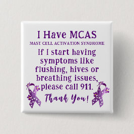 Chapa Cuadrada Tengo Alerta de Síndrome de Activación Mástica