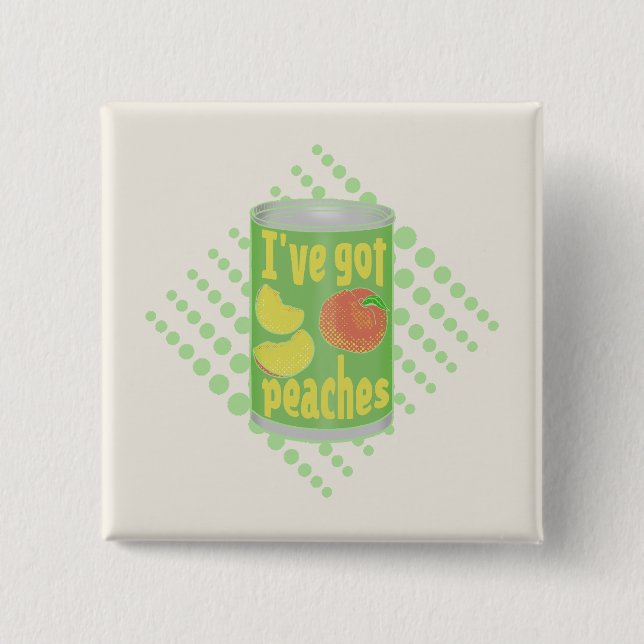Chapa Cuadrada Tengo melocotones Tin de fruta (Anverso)