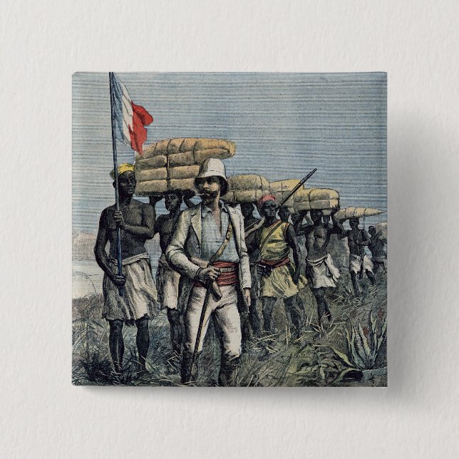 Chapa Cuadrada Teniente Mizon en su misión 1892 (Anverso)