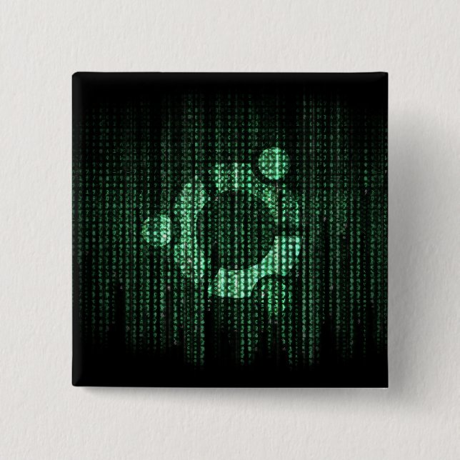 Chapa Cuadrada Terminal verde de Linux (Anverso)