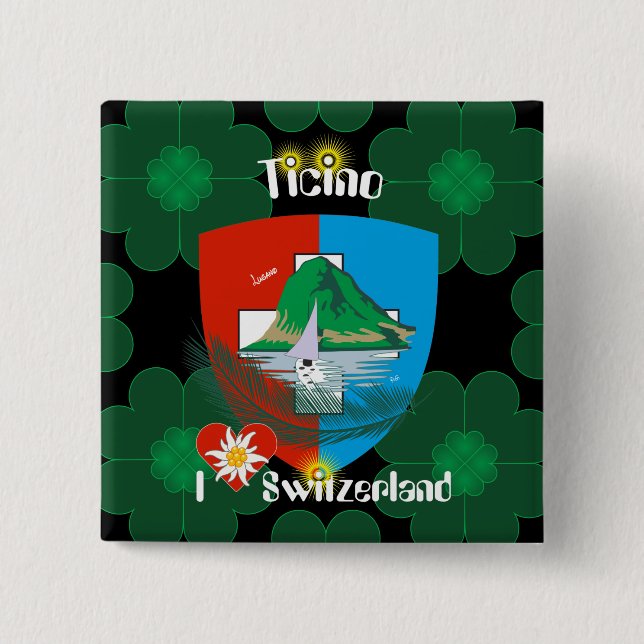 Chapa Cuadrada Tessin - Ticino - Botones Schweiz - Svizzera (Anverso)