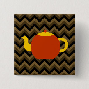 Chapa Cuadrada Tetera roja en los zigzags de Brown