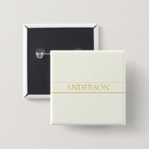 Chapa Cuadrada Texto de Personalizable simple y elegante   Gold O