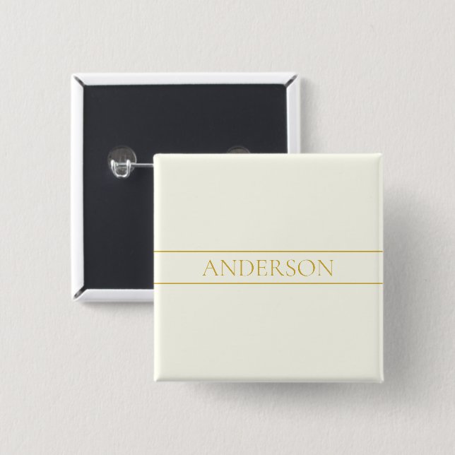 Chapa Cuadrada Texto de Personalizable simple y elegante | Gold O (Anverso y reverso)
