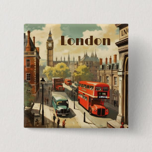 Chapa Cuadrada Texto personalizado de Londres Big Ben vintage