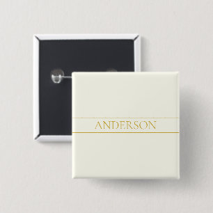 Chapa Cuadrada Texto simple elegante personalizable Oro blanco