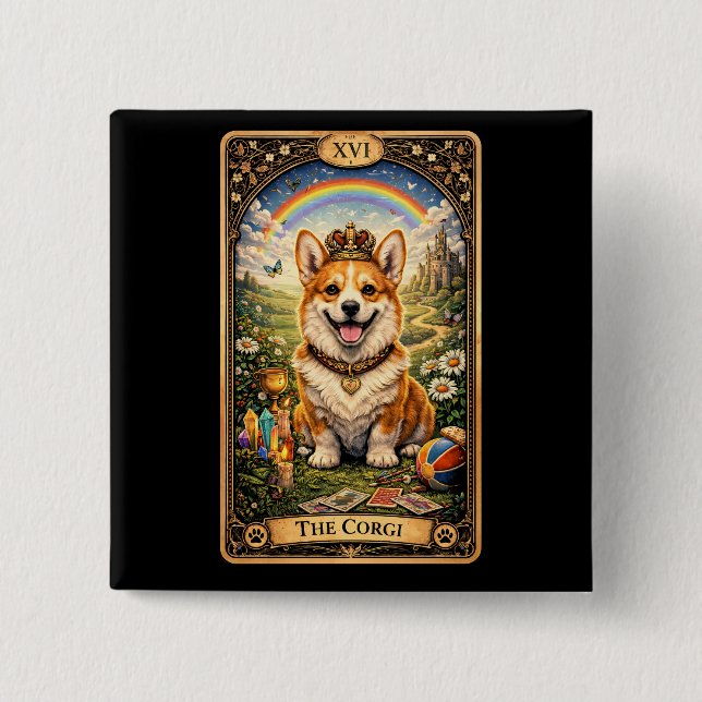 Chapa Cuadrada The Corgi Tarot Card (Anverso)