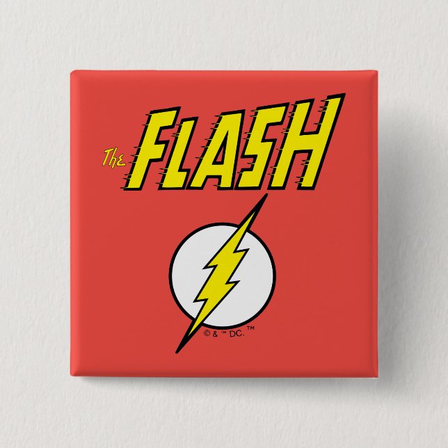 Chapa Cuadrada The Flash Name & Lightning Bolt Logo (Anverso)
