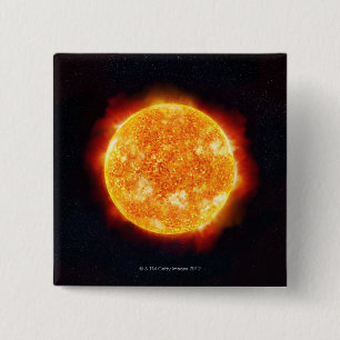 Chapa Cuadrada The Sun que muestra llamaradas solares contra una