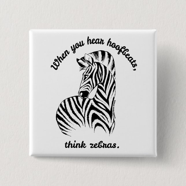 Chapa Cuadrada Think Zebras (Anverso)