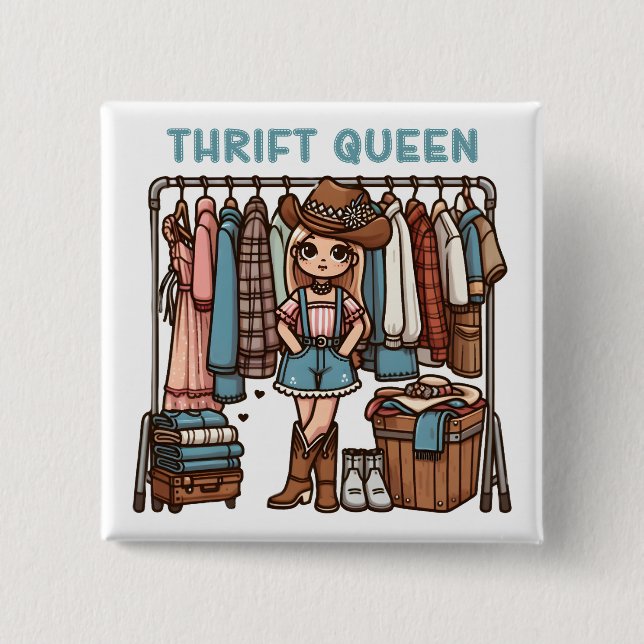 Chapa Cuadrada Thrift Queen (Anverso)