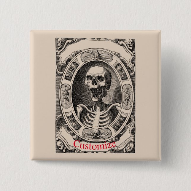 Chapa Cuadrada Thunder_Cove, flamante cráneo humano (Anverso)