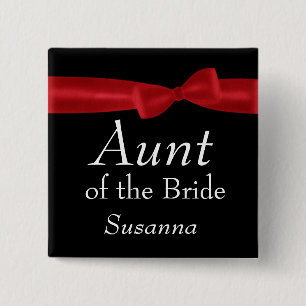 Chapa Cuadrada TÍA del nombre rojo del personalizado de la boda
